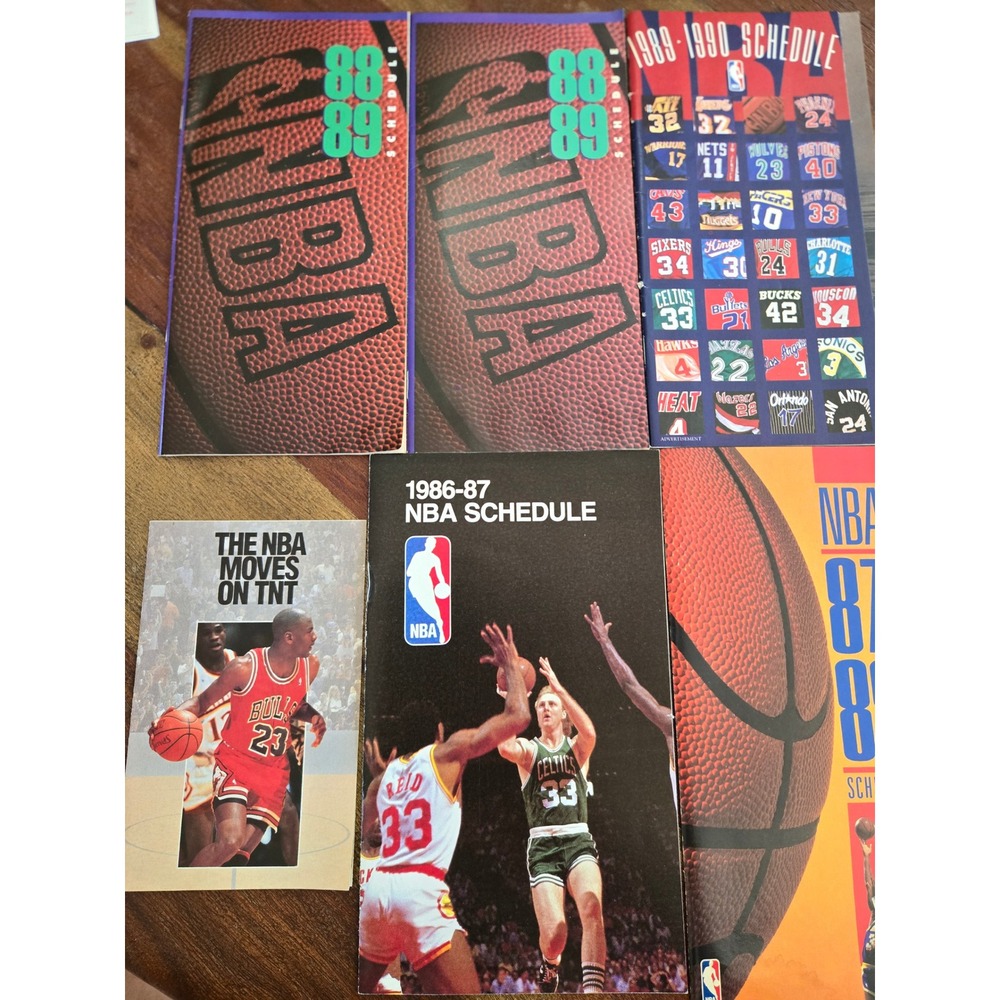 Vintage NBA Schedule Booklet Lot 1986-1990 Michael Jordan Larry Bird Magic TNT